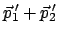 $\displaystyle \vec p_{1}{\hspace{-1mm}'} + \vec p_{2}{\hspace{-1mm}'}$