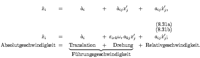 \begin{subequations}\begin{align}\dot{x}_i\qquad &=\qquad\quad \dot{a}_i \qquad\...
...8mm}+\;\; \mbox{Relativgeschwindigkeit.} \nonumber \end{align}\end{subequations}