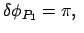 $\displaystyle \delta \phi_{P_1} = \pi,  $