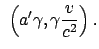 $\displaystyle  \left(a' \gamma, \gamma \frac{v}{c^2}\right).$