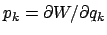 $ p_k = \partial W/ \partial q_k $